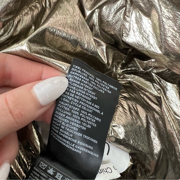 Ba&sh Blouson Roy Gold Metallic Dore Puffer Reversible Jacket Size Large NWT - Picture 8 of 10